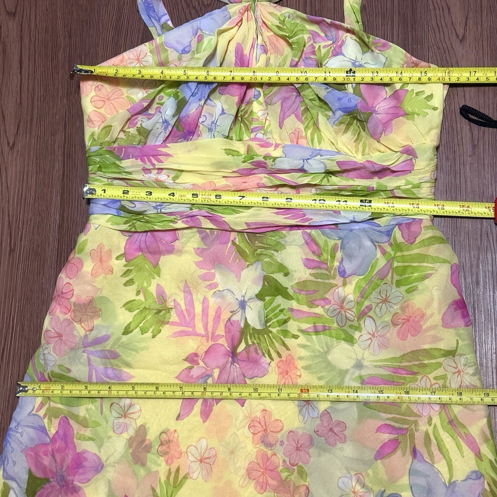 NWT Anne Klein Vintage 100% Silk Midi Dress Size:8 Designer Floral Double Layers - Picture 14 of 16